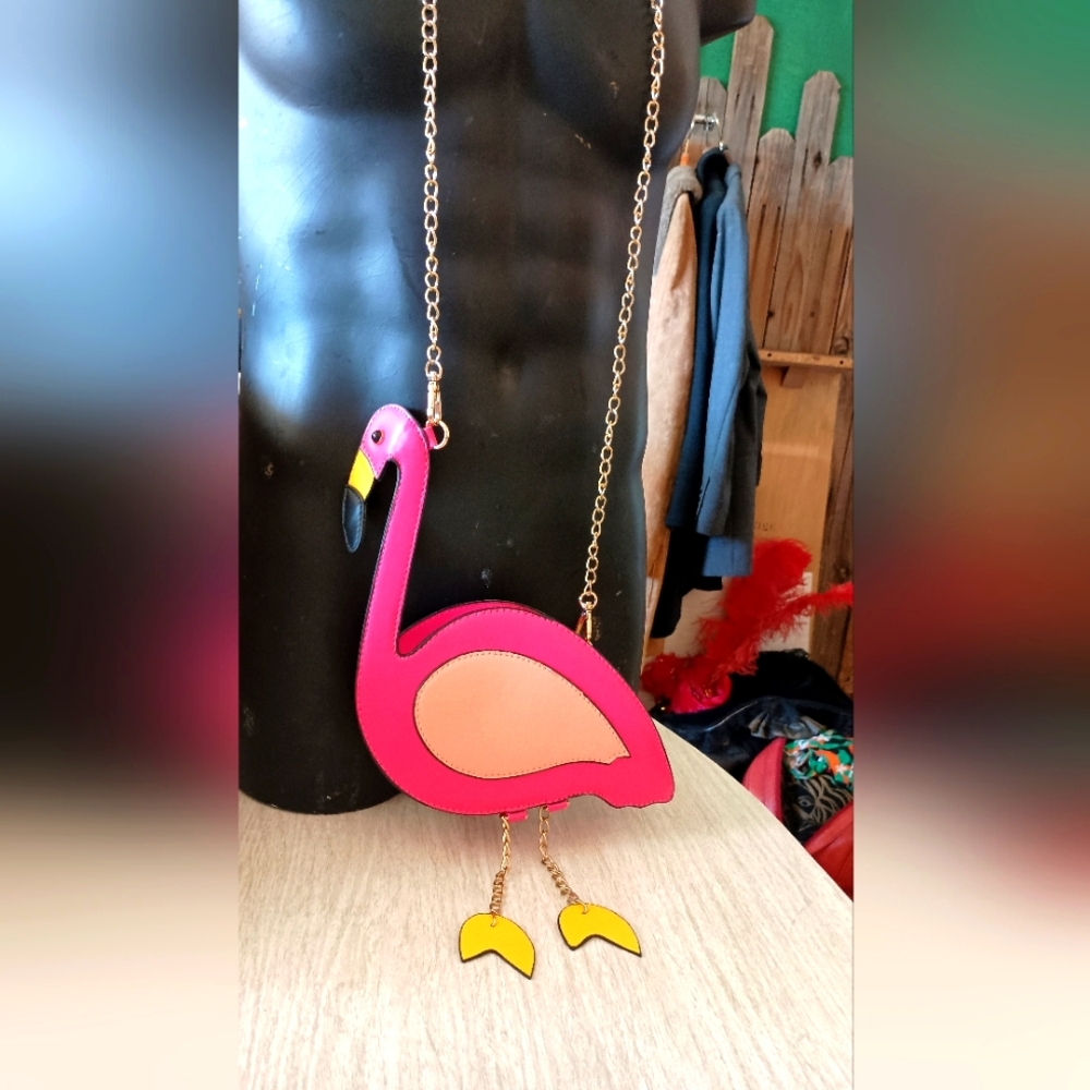 Flamingo Crossbody Bag - Pink and Yellow